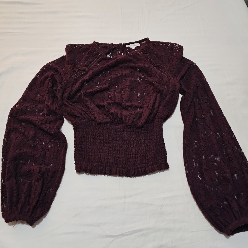 coco + jaimeson Burgundy Lace Blouse
